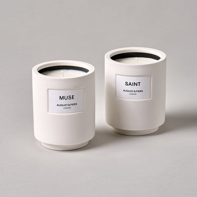 This gift set features two classic ceramic candles.