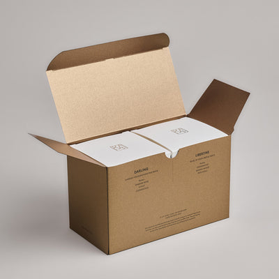 Inside The Iconic Duo Gift Set, you will find Darling and Libertine candles in their original packaging boxes.