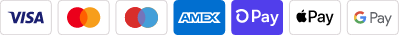 We accept Visa, Mastercard, Maestro, Amex, Google Pay and Apple Pay